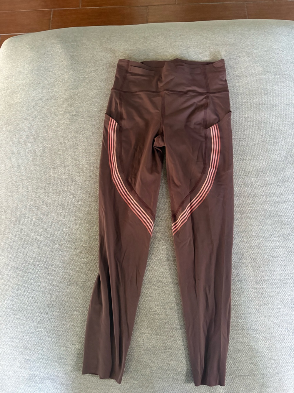 lululemon athletica Brown Leggings with Pink Stripe Detail